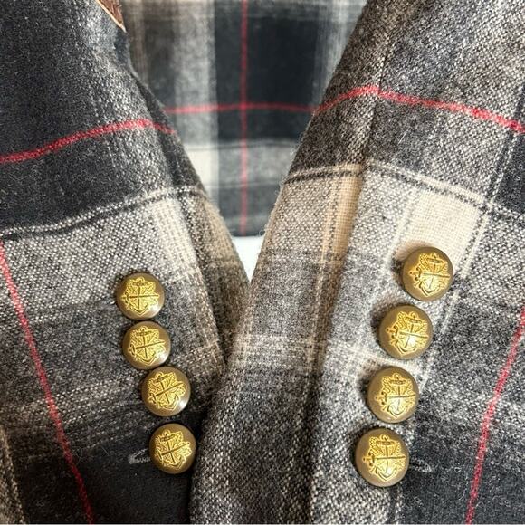 SMYTHE Duchess Wool Elbow Patch Plaid Blazer - Picture 8 of 11